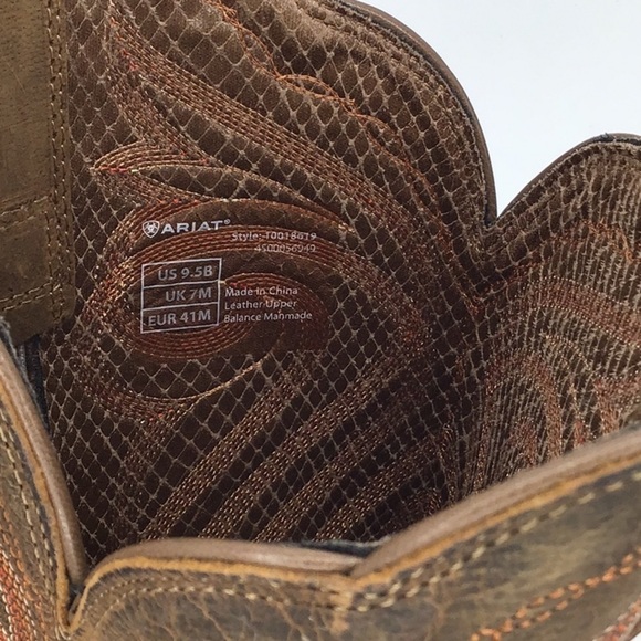 Ariat Heritage Round Up Brown Embroidered Western Boot 4 LR Size 9.5 B - Picture 10 of 16